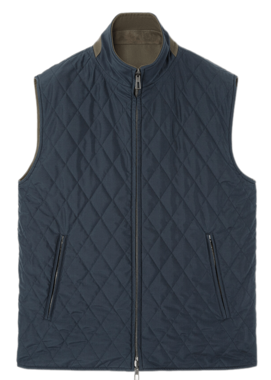 Loro Piana Grian The Gift of Kings Vest - Reed Green/Navy Blue