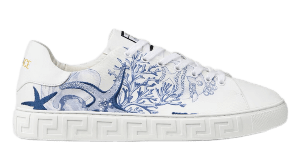 Versace Coral Theatre Greca Sneakers - Blue and White