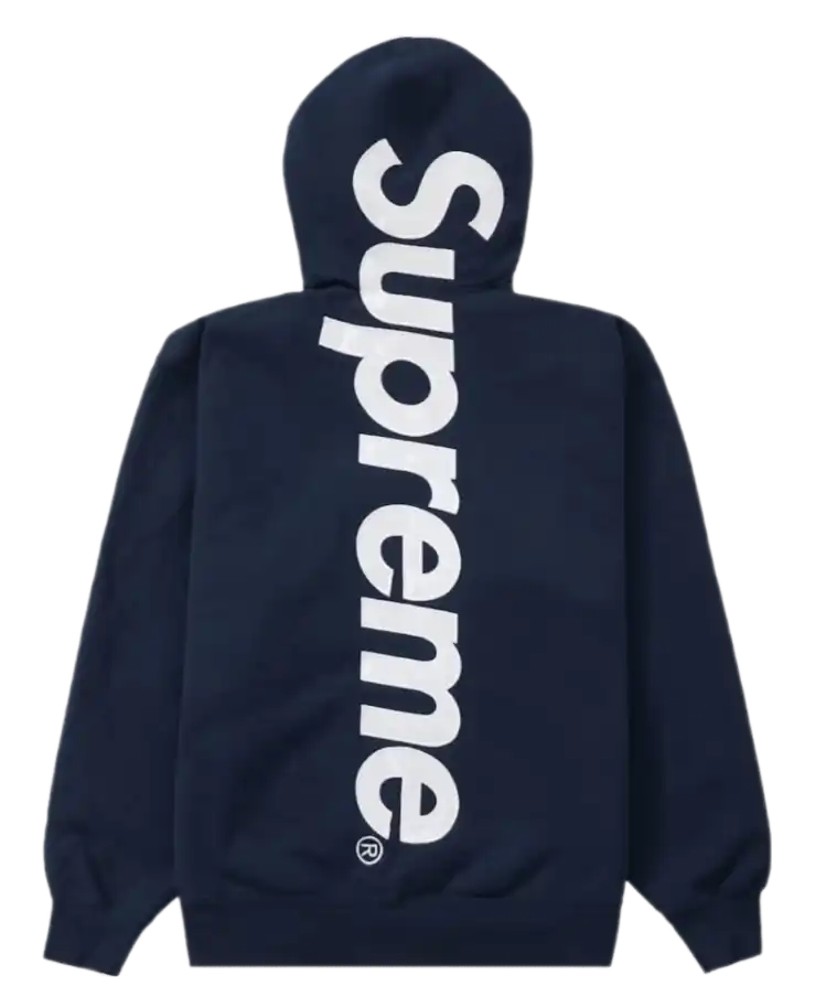 Supreme Satin Appliqué Hooded Sweatshirt - Navy