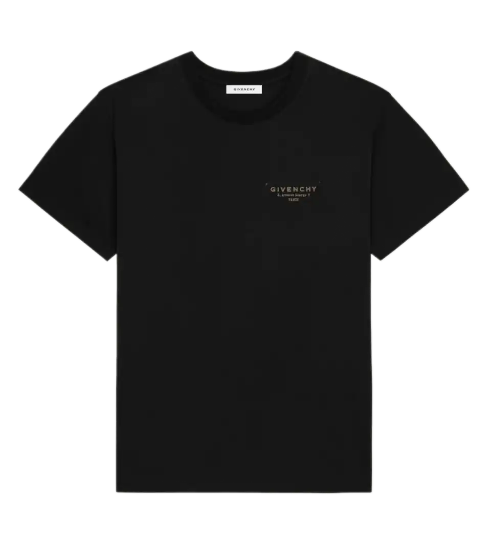 Givenchy T-shirt in Cotton with Givenchy Stamp Print - Black