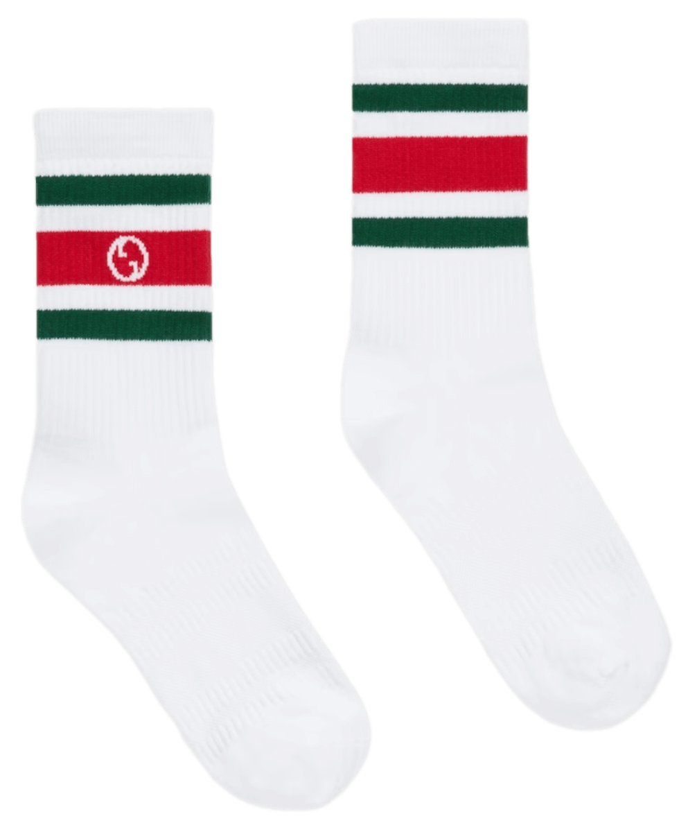 Gucci Round Interlocking G Cotton Socks - White