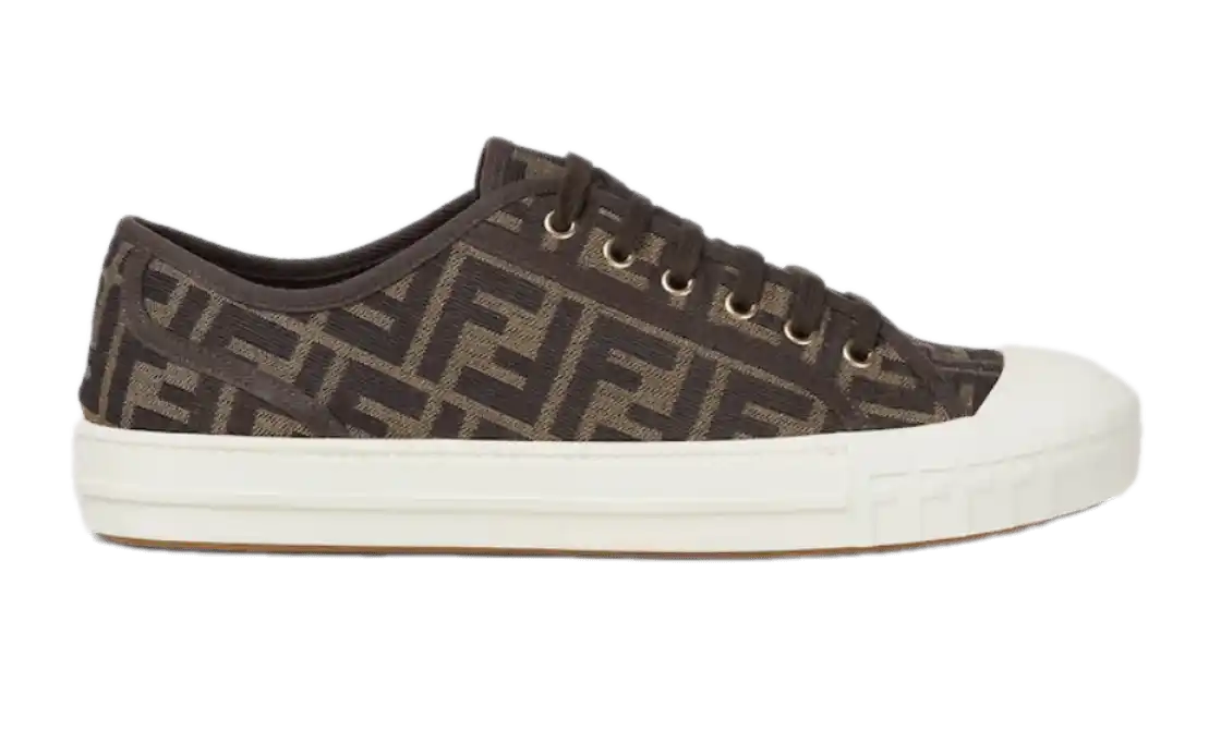 Fendi Domino FF Jacquard Fabric Low-tops - Brown