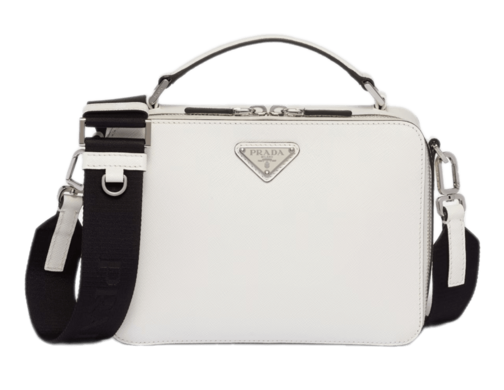 Prada Brique Medium Saffiano Leather Bag - White