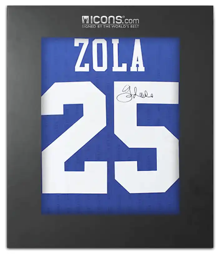 Gianfranco Zola Back Signed Chelsea 1997 FA Cup Shirt In Deluxe Packaging