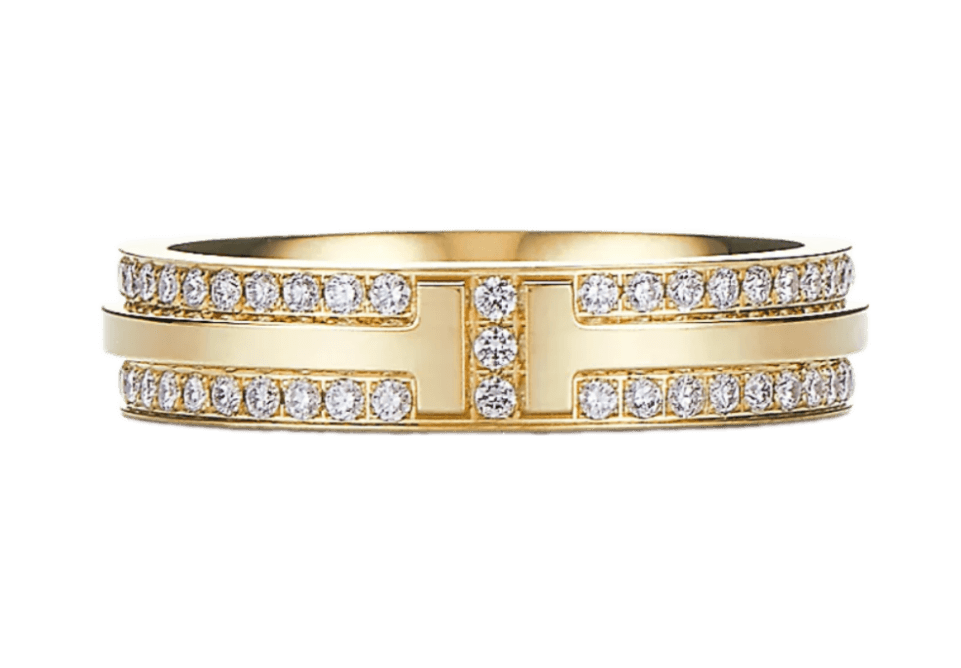 Tiffany T Narrow Pavé Diamond Ring - Yellow Gold