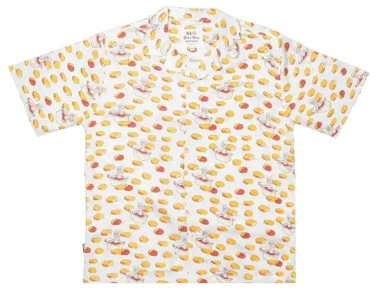 BAIT x Rick And Morty Chicken Nugget Hawaiian Button Up Shirt - White