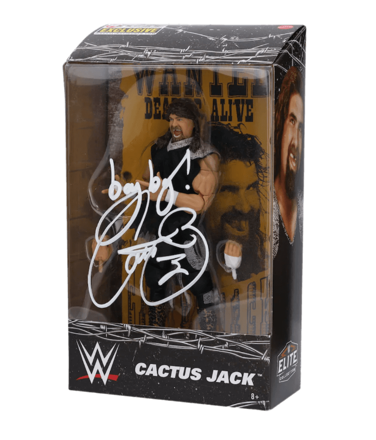 Cactus Jack WWE Autographed Ringside Collectibles Exclusive Mattel Elite Collection Action Figure with "Bang Bang" Inscription