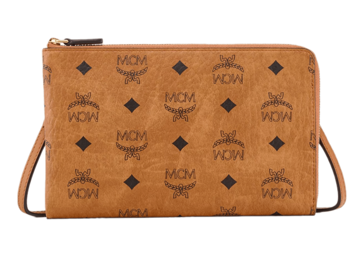 MCM Ottomar Travel Pouch in Visetos - Cognac