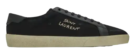 YSL Court Classic SL/06 Embroidered Sneakers In Canvas And Smooth Leather - Black