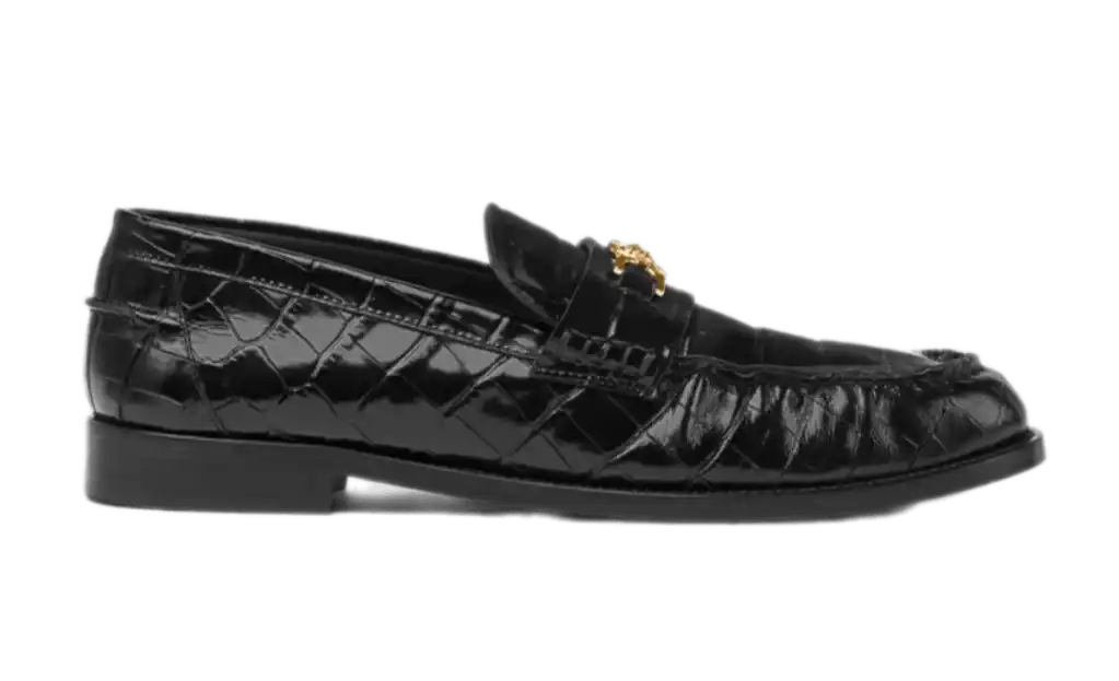 Versace Croc-Effect Medusa '95 Loafers - Black/Gold