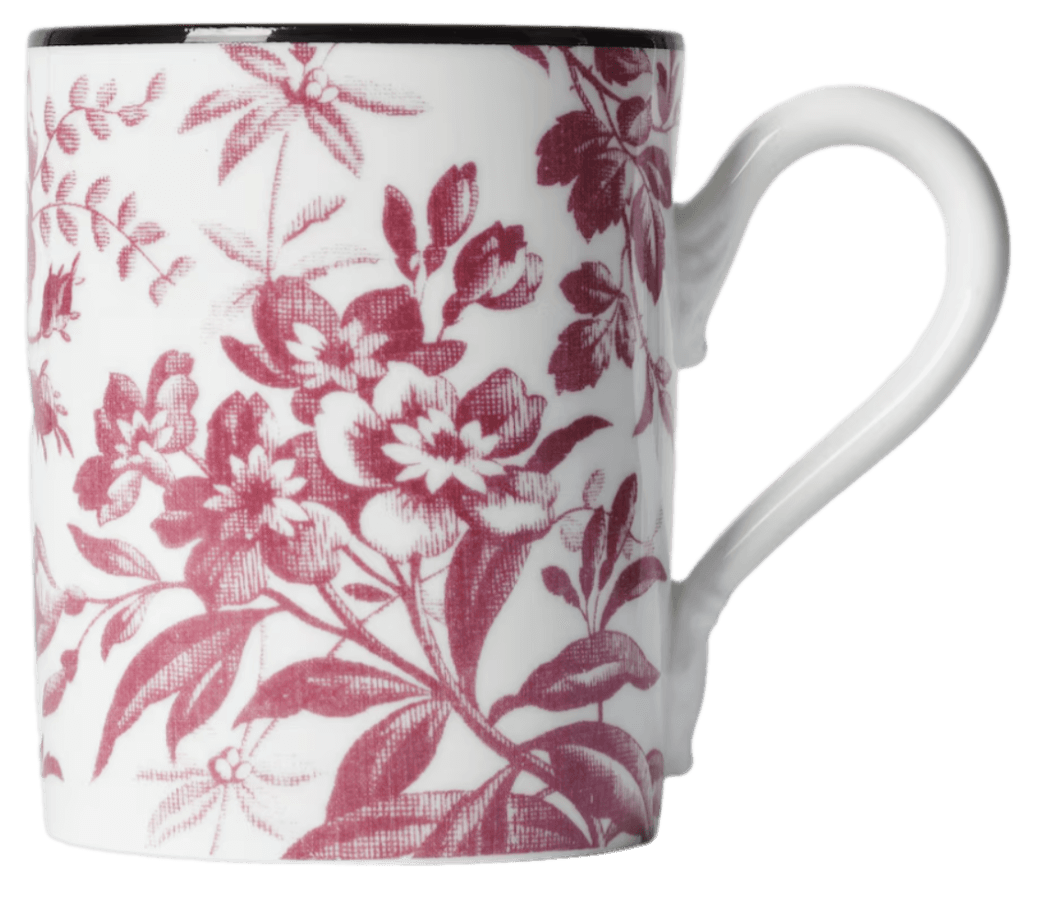 Gucci Herbarium Print Mug - Cherry Red/White