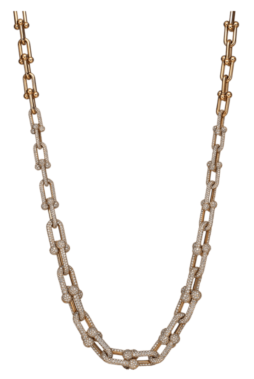 Tiffany HardWear Graduated Link Necklace - Yellow Gold, Pavé Diamonds