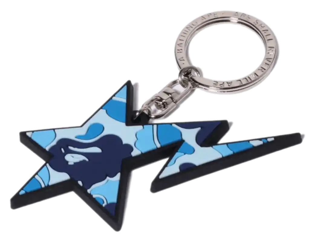 A Bathing Ape Camo Sta Rubber Keychain - Blue