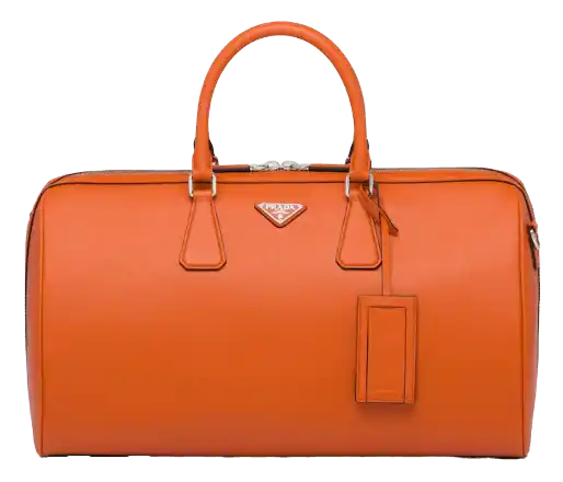 Prada Saffiano Leather Travel Bag - Papaya