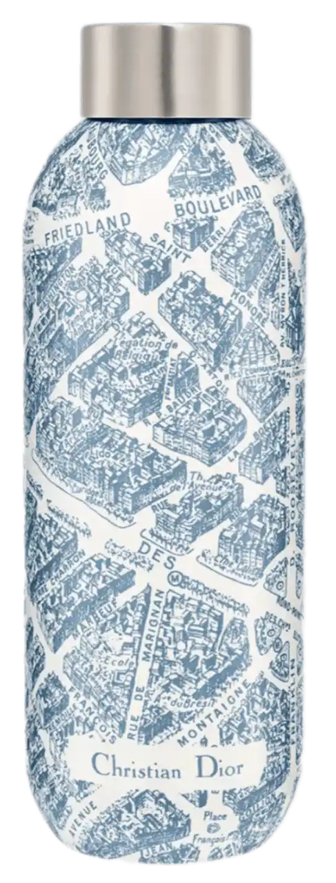 Dior Water Bottle - White and Blue Plan de Paris Stainless Steel