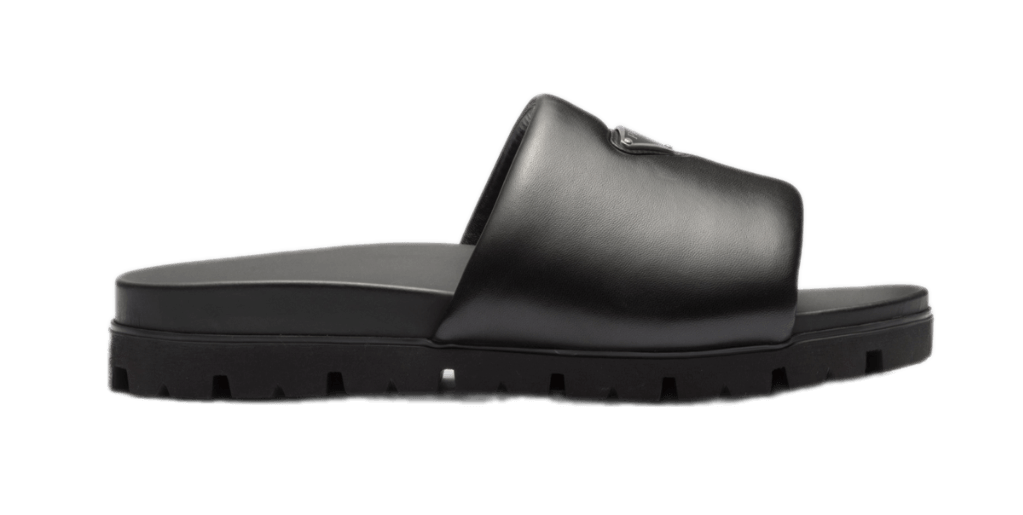 Prada Padded Nappa Leather Slides - Black