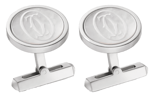 Cartier Double C De Cartier Logo Cufflinks With Engraved Mother-Of-Pearl