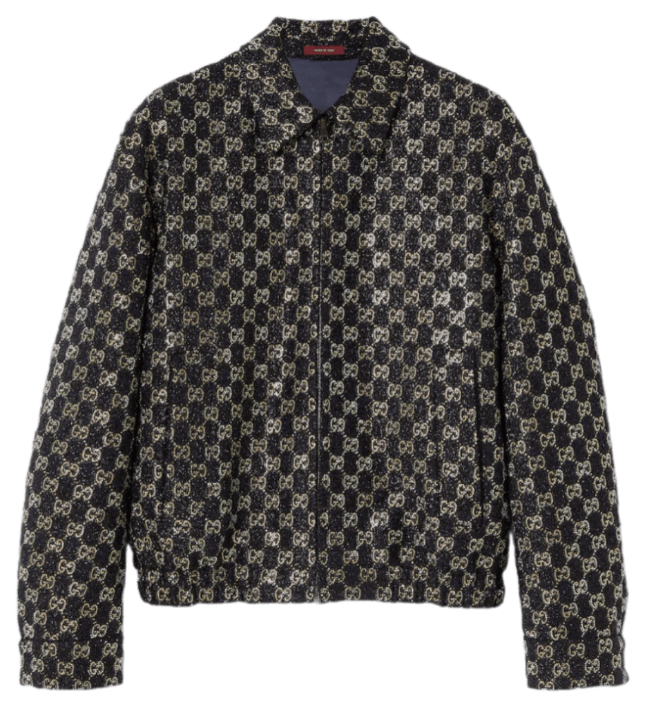 Gucci Embroidered Wool Tweed Lamé Jacket - Navy