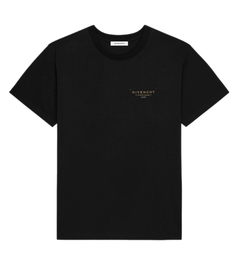 Givenchy T-shirt in Cotton with Givenchy Stamp Print - Black
