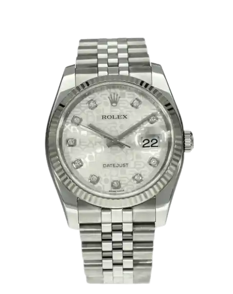 Rolex Datejust Silver Diamond Dial - 36mm, Steel and White Gold (2011)