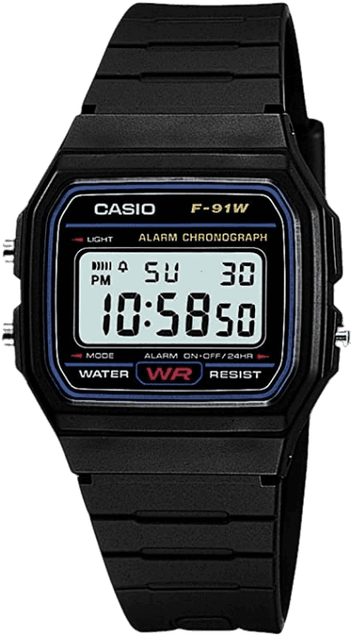 CASIO STANDARD DIGITAL WATCH WITH LED-LIGHT F-91W-1JF