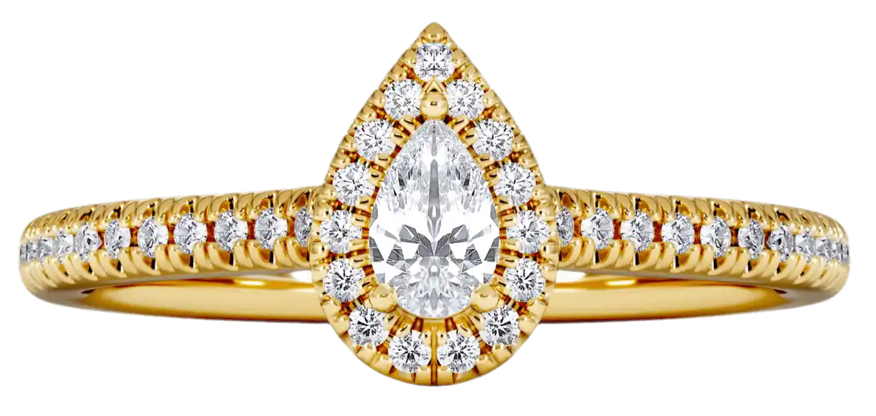 Lumia Pear Cut Lab Diamond Halo Ring 0.33ct in 18K Gold Vermeil