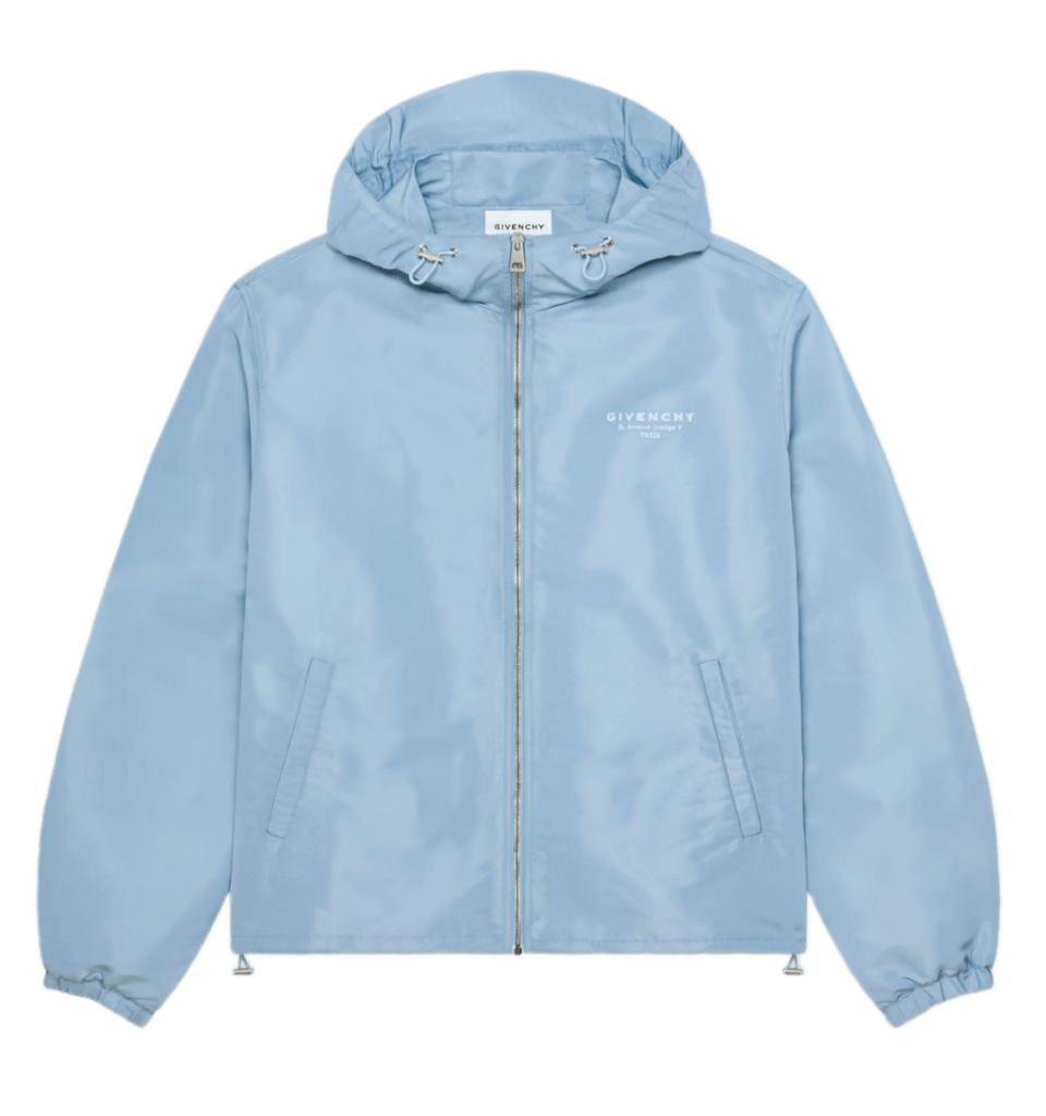 Givenchy Windbreaker in Polyfaille With Givenchy Stamp Embroidery - Pale Blue