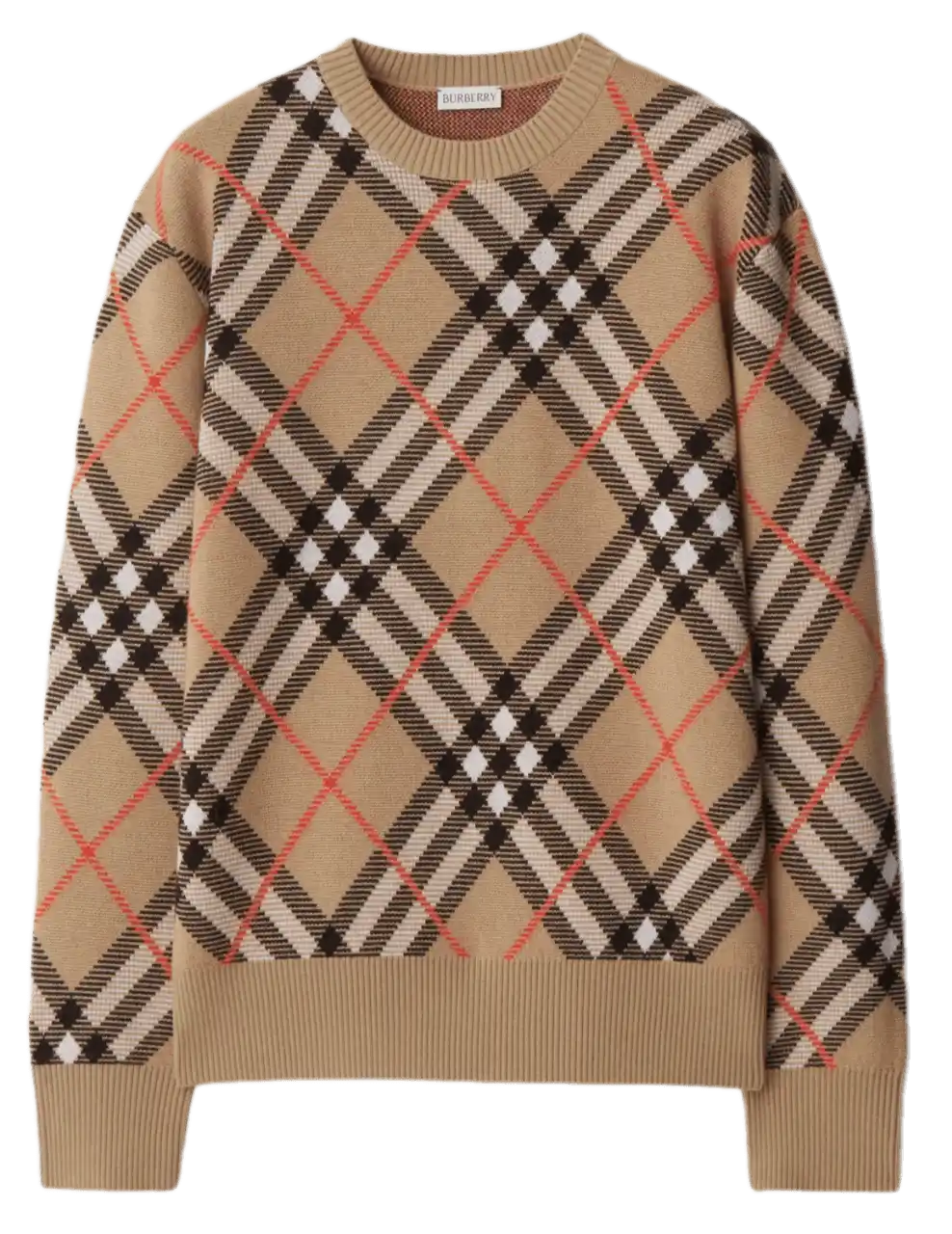 Burberry Check Wool Mohair Blend Sweater - Sand