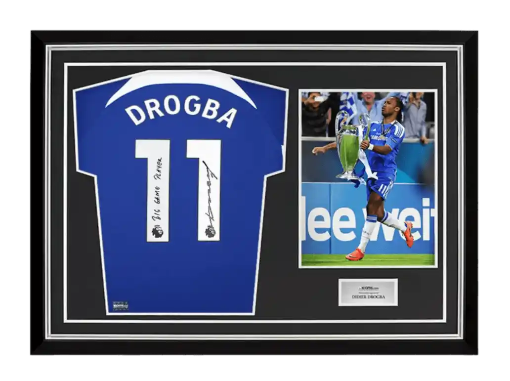 Didier Drogba Back Signed Chelsea 2023-24 Home Shirt - "Big Game Player" Inscription In Hero Frame