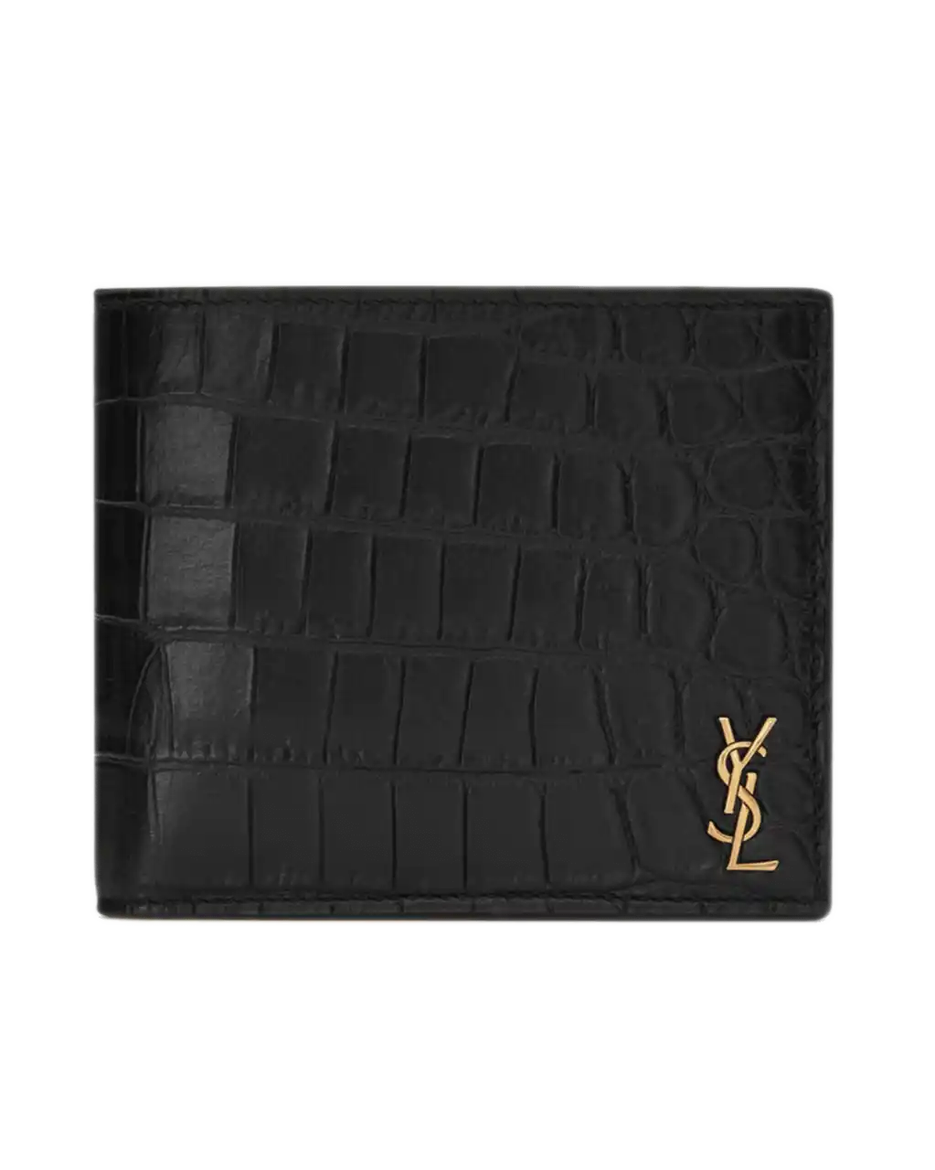 Saint Laurent Tiny Cassandre East/West Wallet In Crocodile-Embossed Matte Leather