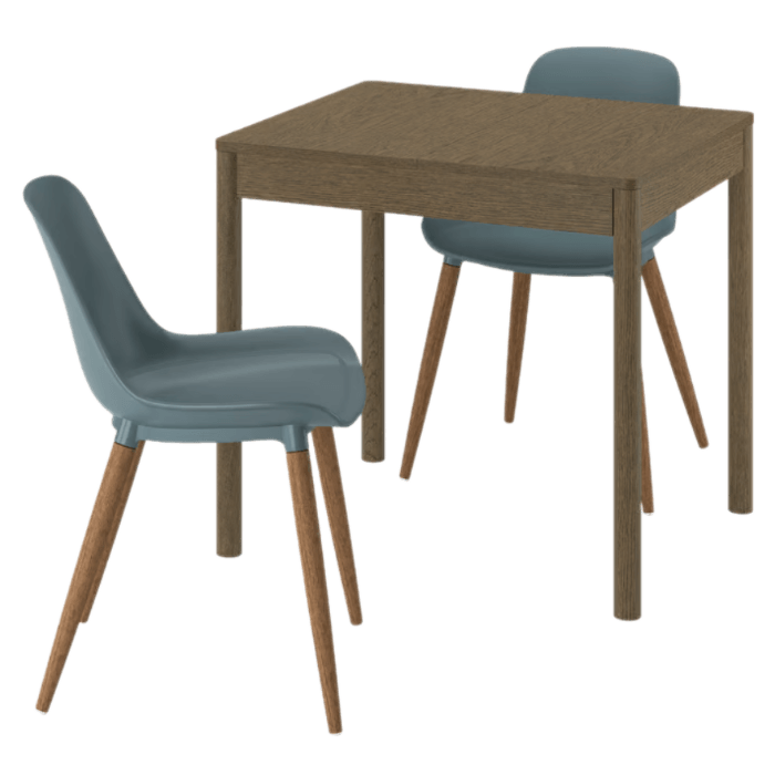 TONSTAD / GRÖNSTA Table and 2 Chairs - Brown Oak Vaneer/Gray-turquoise