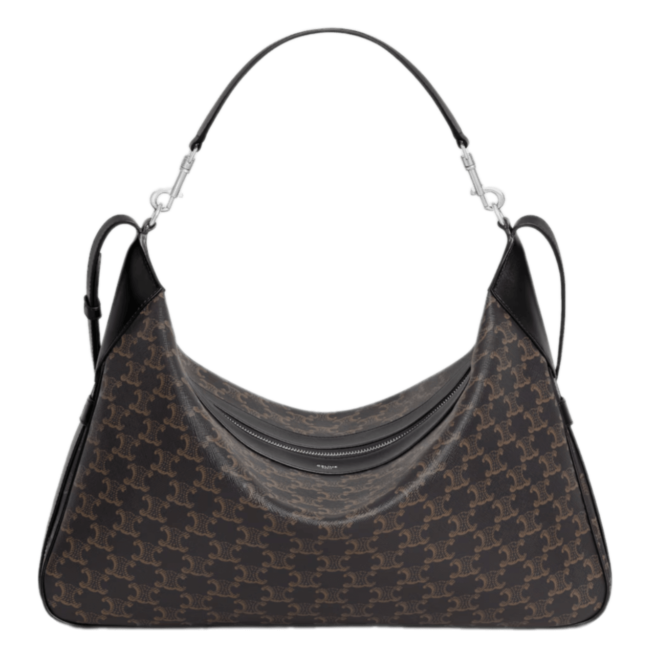 Celine Large Romy In Triomphe Canvas and Calfskin - Black