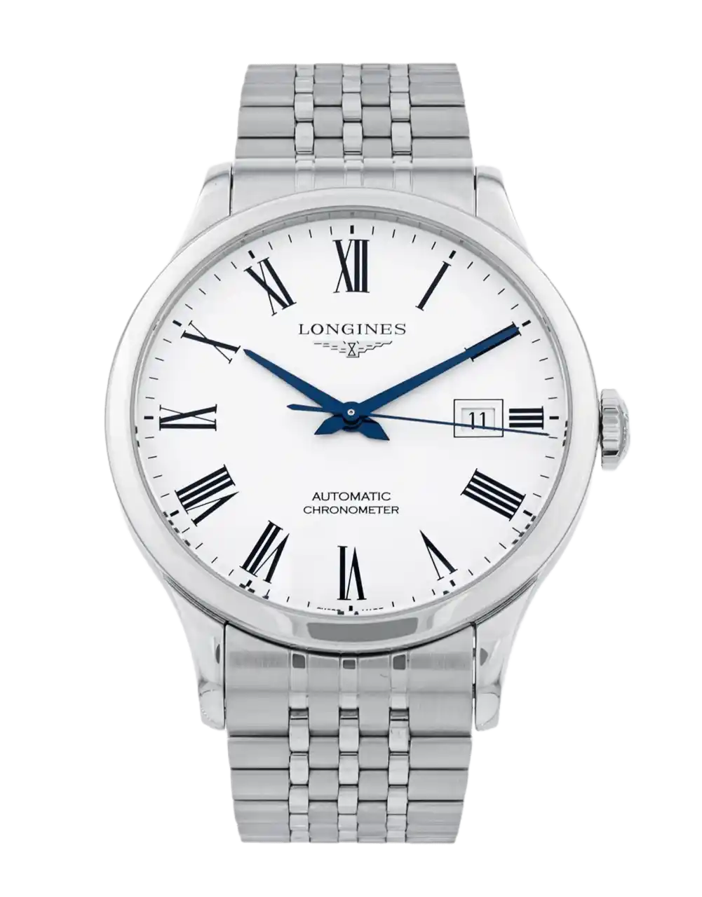 Longines Record White Roman Dial - 40mm, Steel (2022)