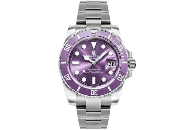 BAPE A Bathing Ape Type 1 Bapex Watch - Silver/Purple