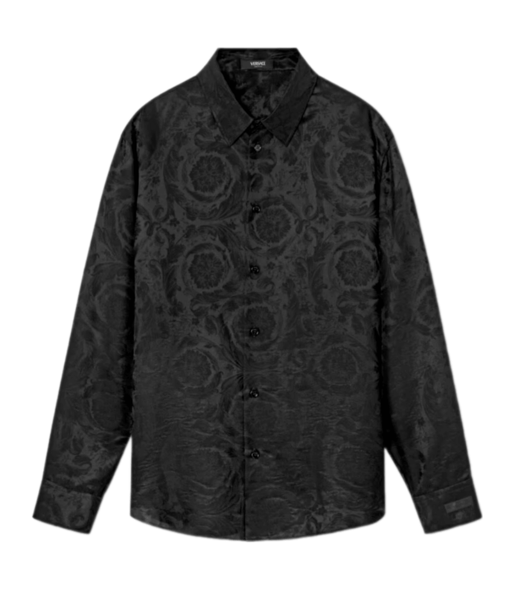 Versace Barocco Jacquard Silk-Blend Shirt - Black