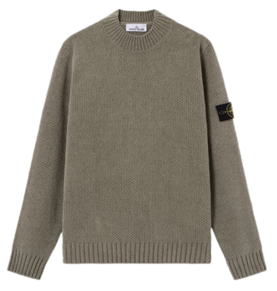 Stone Island Moss Stitch Cotton Chenille Sweater - Sage Green