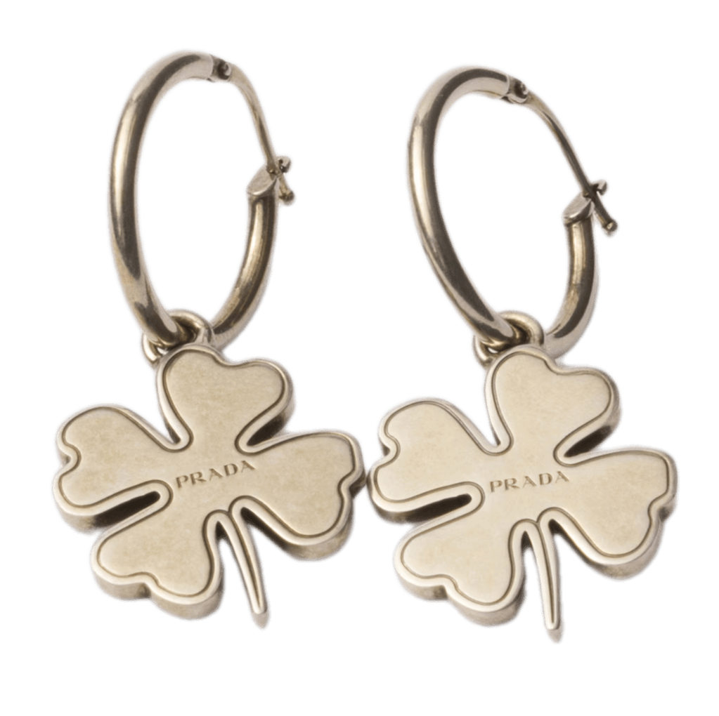 Prada Metal Hoop Earrings With Charm