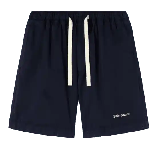 Palm Angels Logo Bermuda - Navy Blue Off White