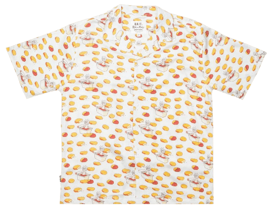 BAIT x Rick And Morty Chicken Nugget Hawaiian Button Up Shirt - White