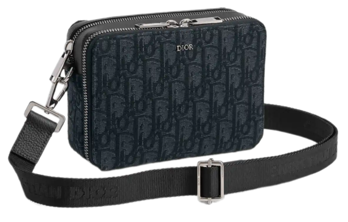 Dior Zipped Pouch with Strap - Black Dior Oblique Jacquard