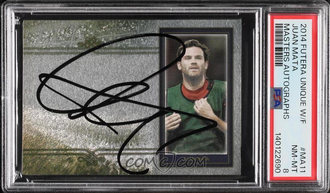 2014 Futera Unique World Football - Masters Autographs #MA11 - Juan Mata /75 PSA 8