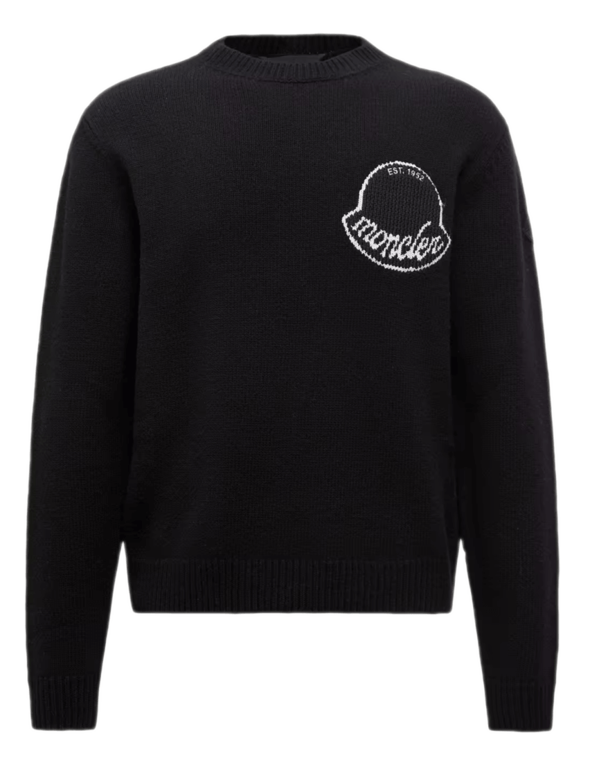 Moncler Embroidered Logo Wool Sweater - Black