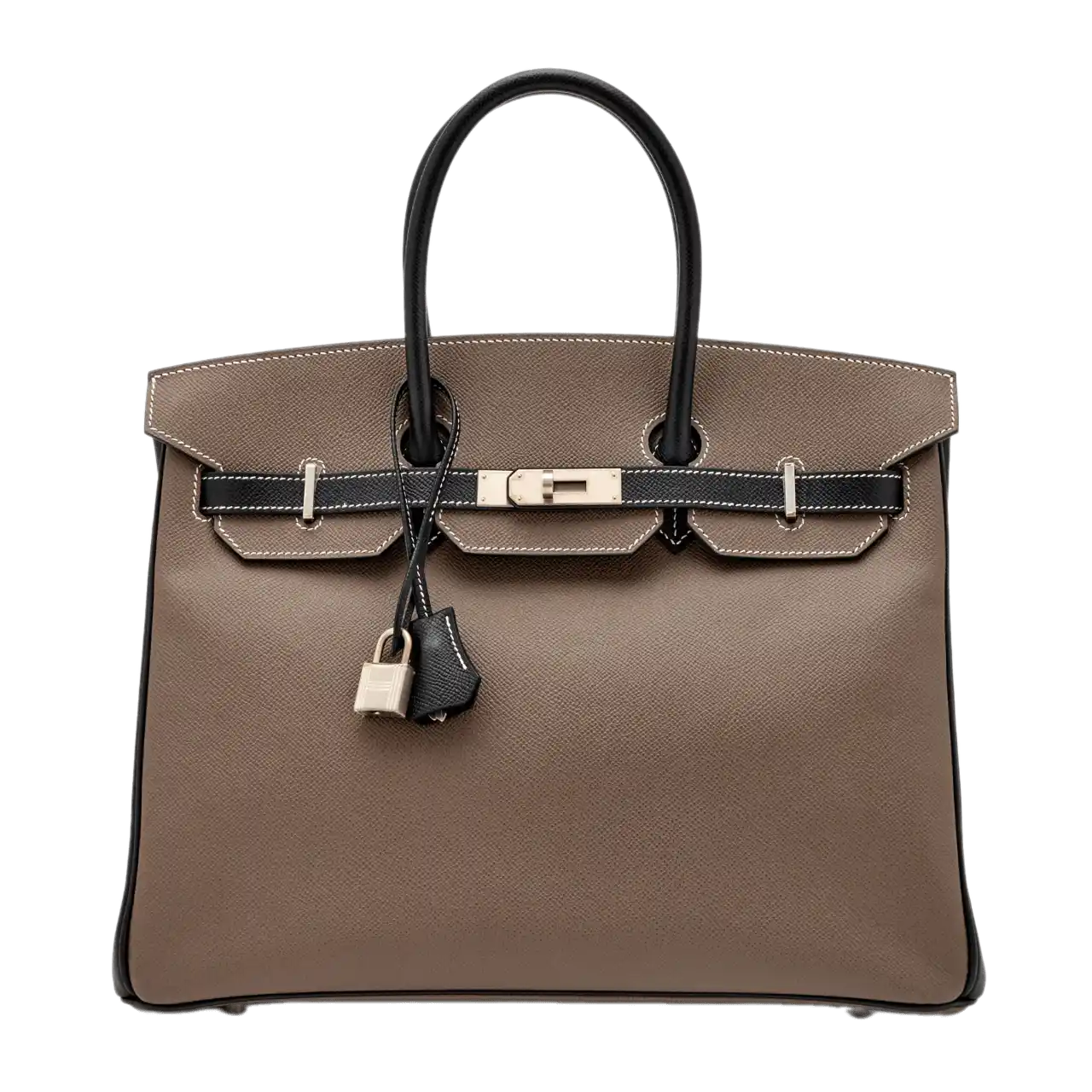 Hermès Bi-Color Etain and Black Epsom HSS Birkin 35 Brushed Palladium Hardware 2018