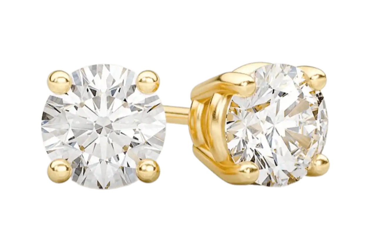 0.33ctw Solitaire Stud Diamond Earrings 14k Solid Yellow Gold