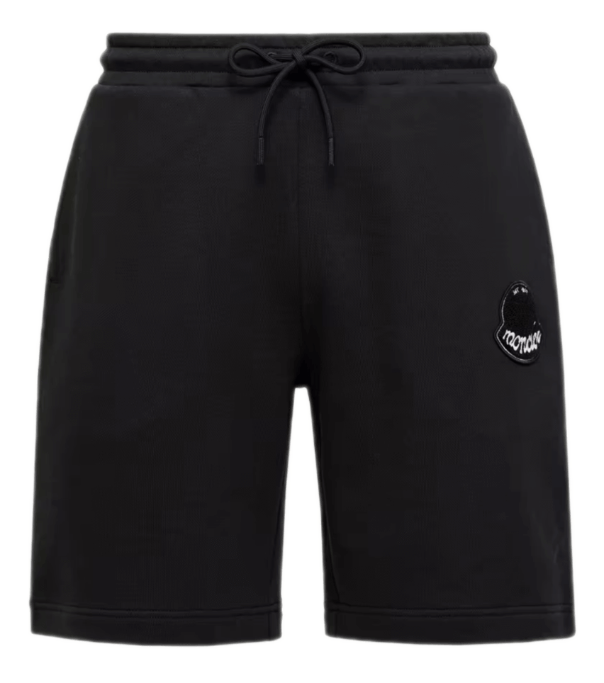 Moncler Logo Patch Cotton Shorts - Black