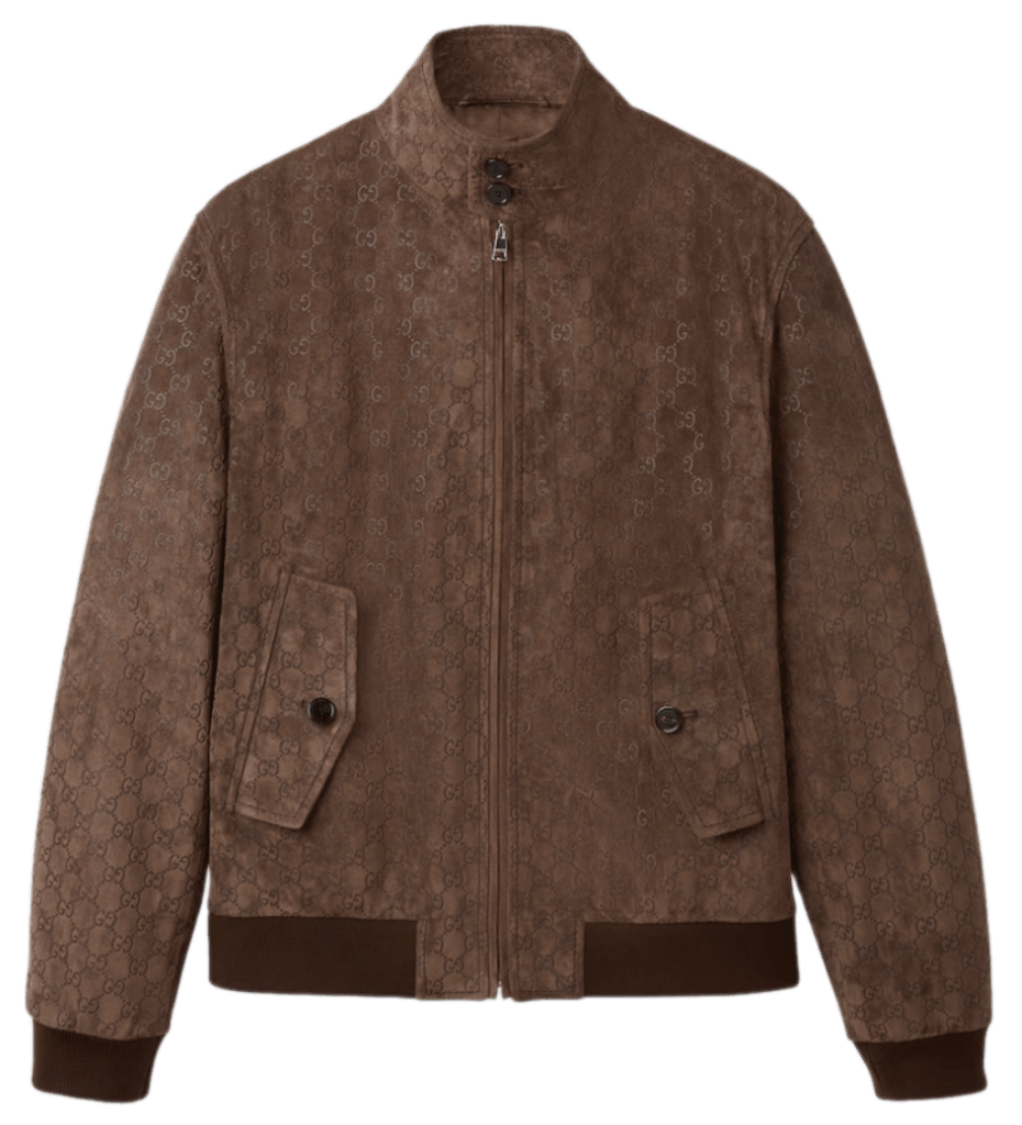 Gucci Embossed GG Suede Bomber Jacket - Brown