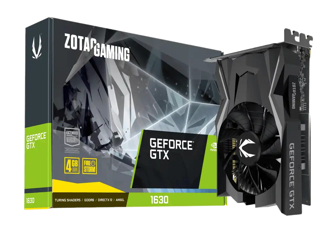 ZOTAC GAMING GEFORCE GTX 1630 4GB GDDR6, 64 bit Gaming Graphics Card, Super Compact, ZT-T16300F-10L