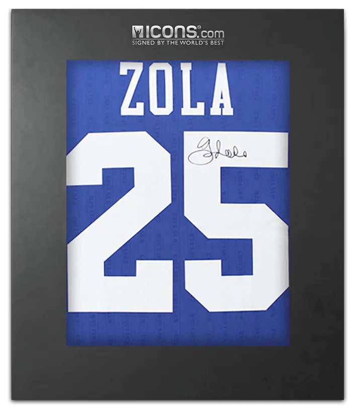 Gianfranco Zola Back Signed Chelsea 1997 FA Cup Shirt In Deluxe Packaging