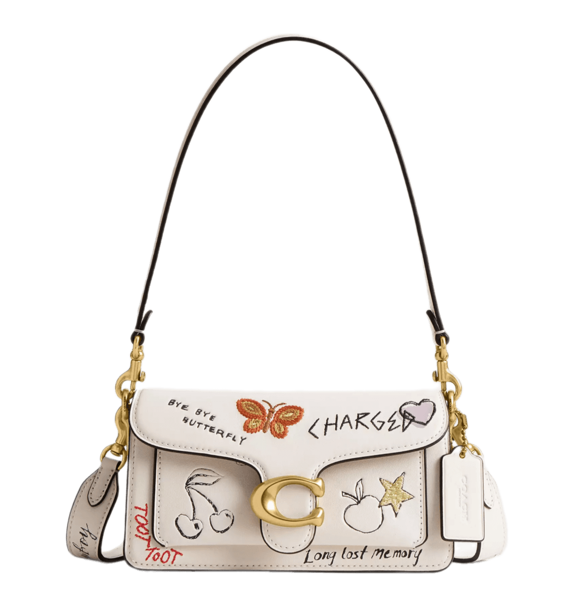 Coach Tabby Shoulder Bag 20 With Sketch Print - Brass/Chalk Multi