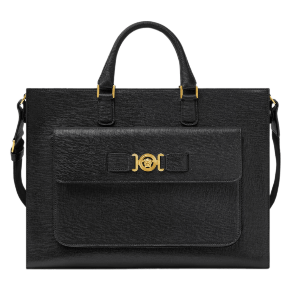 Versace Medusa Biggie Briefcase - Black and Gold